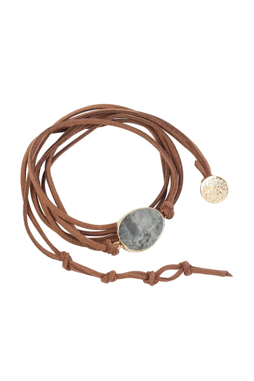 NATURAL STONE CHARM MULTI STRAND WRAP BRACELET