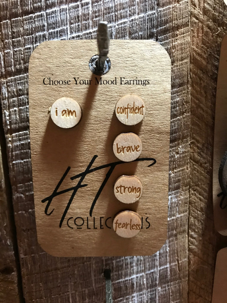 I Am Confident Brave Strong Fearless Choose Your Mood Stud Earrings