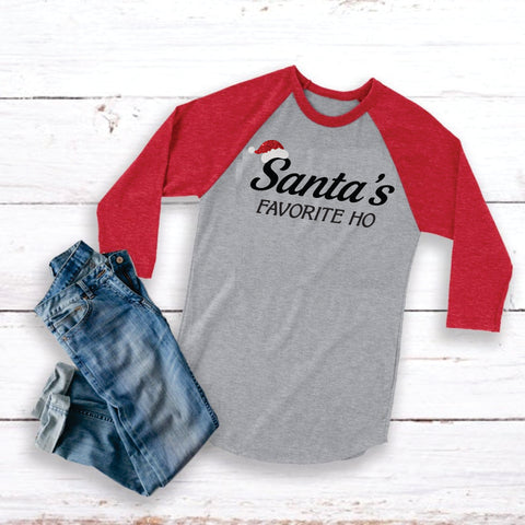 Santa's Favorite Ho 3/4 Baseball Tee