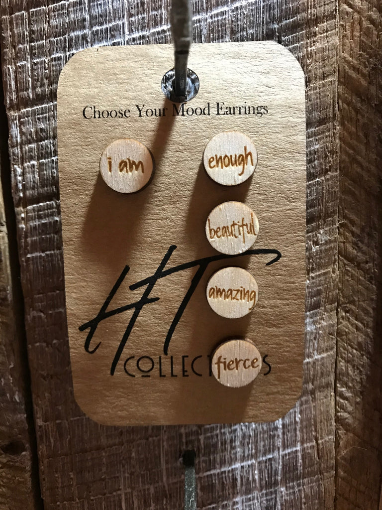 I Am Enough Amazing Beautiful Fierce Choose Your Mood Stud Earrings