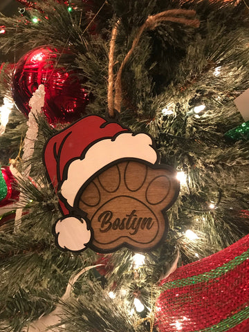 3D Santa Paws Personalized Ornament