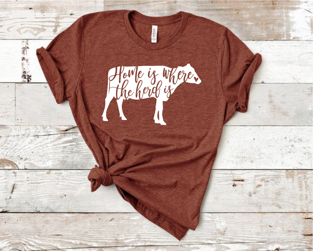 Home is where the Herd is Heather Clay Bella T-Shirt
