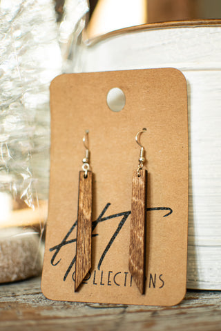 Long Angled Wood Earrings