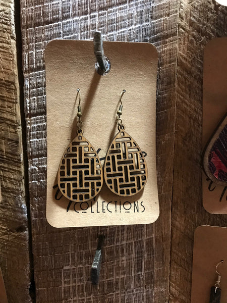 Basketweave Wood Earrings