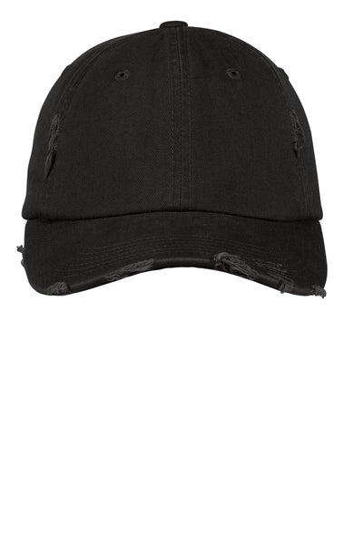 Black Distressed Pigment Dyed Hat