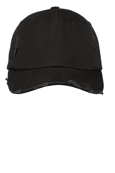 Black Distressed Pigment Dyed  Hat