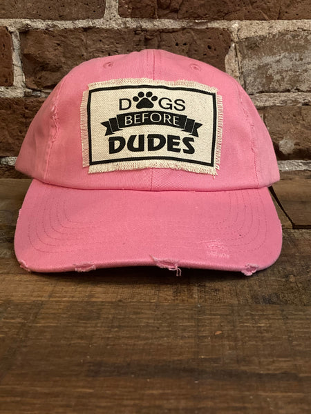 Dogs Before Dudes Pink Distressed Pigment Dyed Hat
