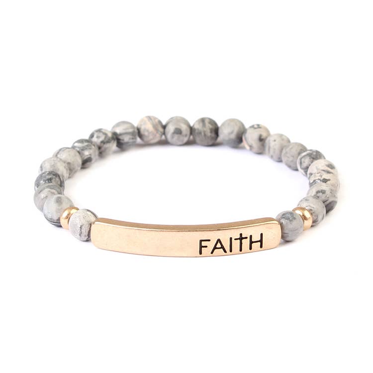 "FAITH" NATURAL STONE STRETCH BRACELET