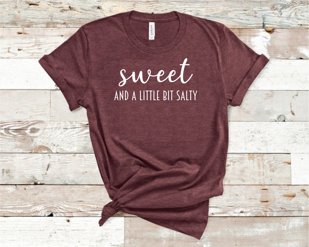 Sweet and a Little Bit Sassy Heather Maroon Bella Unisex T-Shirt