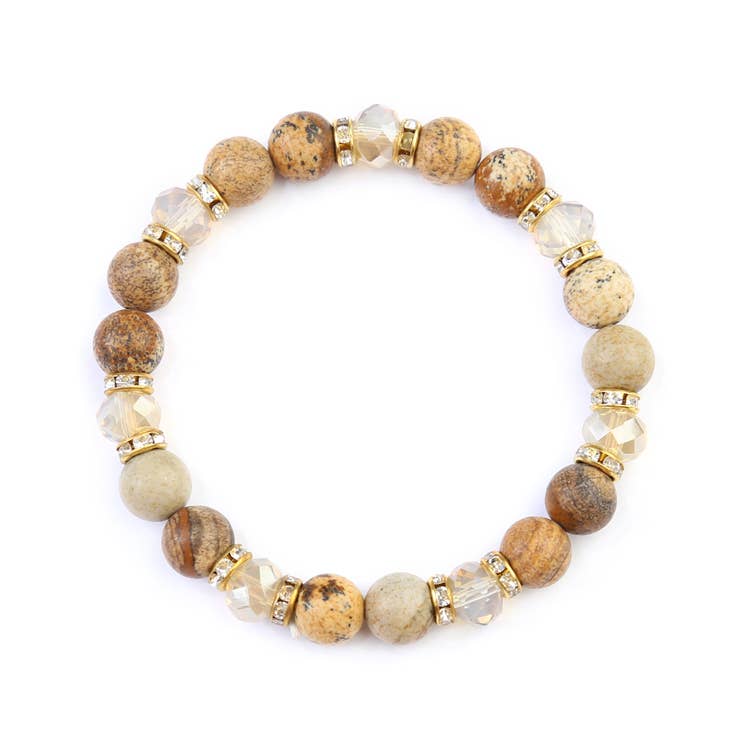 NATURAL STONE BROWN STRETCHABLE BRACELET